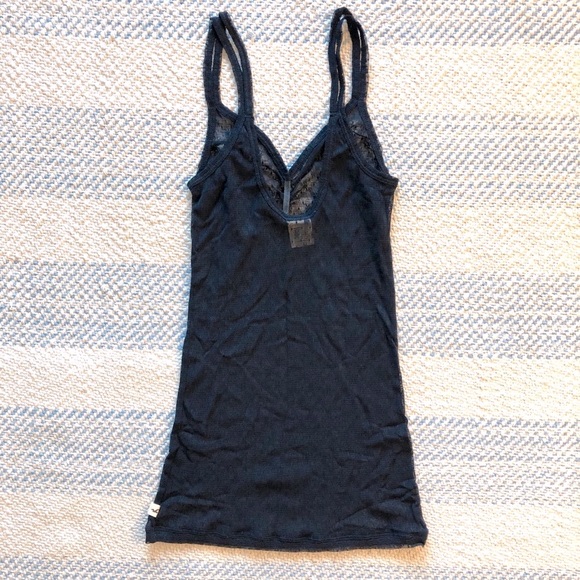 Sheer Navy Blue Lace Tank Top - Picture 3 of 6